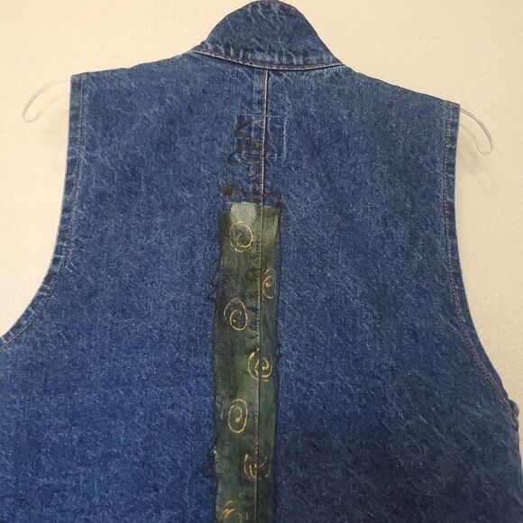 Vintage Sunbelt Hand Painted Southwestern Denim Vest Size Small One Button - Picture 10 of 12